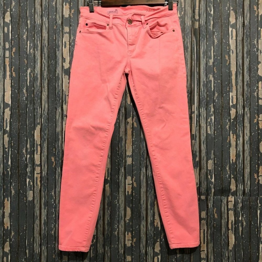 Gap 1969 Jeans Womens Size 26 Legging Jean Pink Denim Zip Fly Stretch Faded